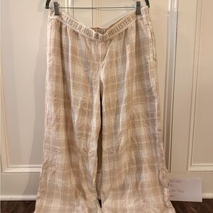 Hollister Cream & Beige Plaid Wide-Leg Lounge Pants